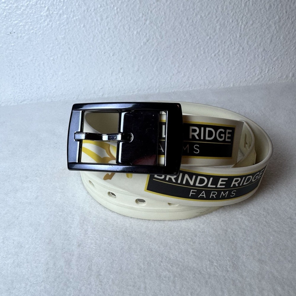 C4 Equestrian Belt Brindle Ridge Farms White Yellow Horse Adjustable READ